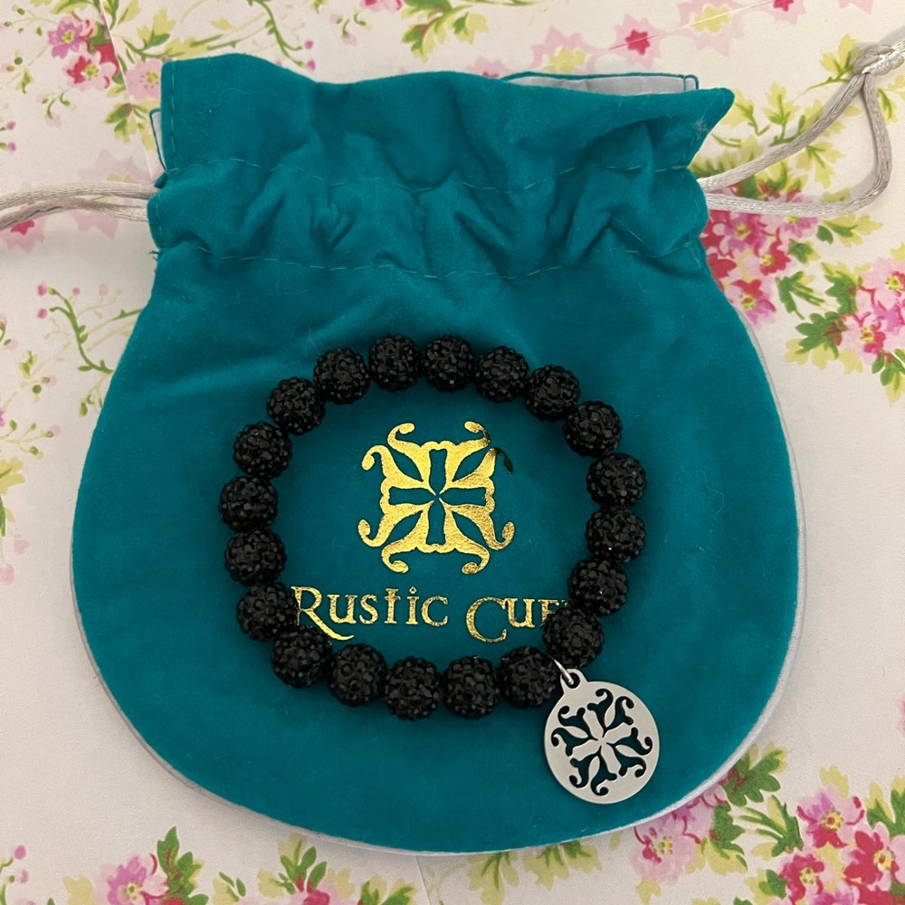 New w/ Tags Rustic Cuff Balck Shamballa Bead Bracelet